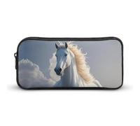HETVBNS Astuccio con cerniera di grande capacità, con scritta in inglese "The Galloping Horse is Galloping", organizer per matite resistente, piccola borsa per cosmetici portatile per ufficio, viaggi