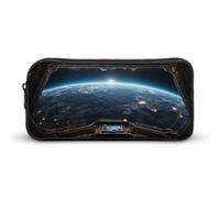 HETVBNS Astuccio con cerniera di grande capacità, con vista sullo spazio esterno, organizer per matite resistente, piccola borsa cosmetica portatile per ufficio, viaggi