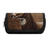 HETVBNS Astuccio con cervo su sfondo marrone, extra large, astuccio a doppio strato con cerniera, borsa portatile per cosmetici per viaggi, organizer per cancelleria da ufficio per donne e uomini