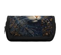 HETVBNS Astuccio con disegno di gatto, extra large, astuccio a doppio strato con cerniera, astuccio portatile per cosmetici, per viaggi, cancelleria da ufficio, per donne e uomini