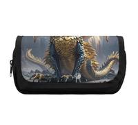 HETVBNS Astuccio con drago viola luna, extra large, astuccio a doppio strato con cerniera, borsa portatile per cosmetici per viaggi, organizer per cancelleria da ufficio per donne e uomini