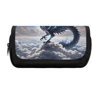 HETVBNS Astuccio con drago volante, extra large, astuccio a doppio strato con cerniera, astuccio portatile per cosmetici, per viaggi, cancelleria da ufficio, per donne e uomini