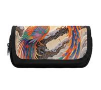 HETVBNS Astuccio con due fenici in inverno, extra large, astuccio a doppio strato con cerniera, astuccio portatile per cosmetici, per viaggi, cancelleria da ufficio, per donne e uomini