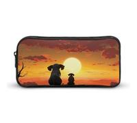 HETVBNS Astuccio con elefante e cane Watch The Sunset astuccio grande capacità con cerniera, organizer per matite resistente, piccola borsa cosmetica portatile per ufficio, viaggi