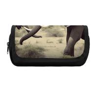 HETVBNS Astuccio con elefanti e animali, extra large, a doppio strato, con cerniera, astuccio portatile per cosmetici, per viaggi, cancelleria da ufficio, per donne e uomini