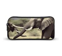 HETVBNS Astuccio con elefanti e animali, grande capacità, con cerniera, organizer per matite, portatile, piccola borsa per cosmetici, per ufficio, viaggi