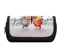 HETVBNS Astuccio con farfalla musicale, extra large, astuccio a doppio strato con cerniera, borsa portatile per cosmetici per viaggi, organizer per cancelleria da ufficio per donne e uomini