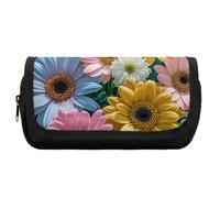 HETVBNS Astuccio con fiori come sfondo, extra large, astuccio a doppio strato con cerniera, borsa portatile per cosmetici per viaggi, organizer per cancelleria da ufficio per donne e uomini