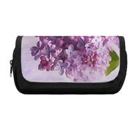 HETVBNS Astuccio con fiori lilla extra large, astuccio a doppio strato con cerniera, borsa portatile per cosmetici per viaggi, organizer per cancelleria da ufficio per donne e uomini