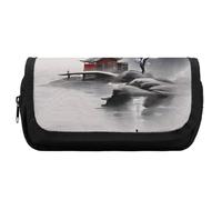 HETVBNS Astuccio con fiori paesaggistici, extra large, astuccio a doppio strato con cerniera, borsa portatile per cosmetici per viaggi, organizer per cancelleria da ufficio per donne e uomini