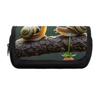 HETVBNS Astuccio con fragola e lumaca extra large, astuccio a doppio strato con cerniera, astuccio portatile per cosmetici, per viaggi, cancelleria da ufficio, per donne e uomini
