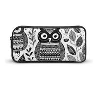 HETVBNS Astuccio con gufo bianco e nero, grande capacità, con cerniera, organizer per matite resistente, piccola borsa per cosmetici portatile per ufficio, viaggi
