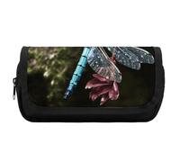 HETVBNS Astuccio con libellula blu, extra large, astuccio a doppio strato con cerniera, borsa portatile per cosmetici per viaggi, organizer per cancelleria da ufficio per donne e uomini