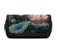 HETVBNS Astuccio con libellula e fiore, extra large, astuccio a doppio strato con cerniera, borsa portatile per cosmetici per viaggi, organizer per cancelleria da ufficio per donne e uomini