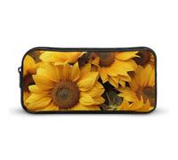 HETVBNS Astuccio con molti girasoli, grande capacità, con cerniera, organizer per matite resistente, piccola borsa per cosmetici portatile per ufficio, viaggi