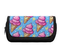 HETVBNS Astuccio con motivo a cono gelato extra large, astuccio a doppio strato con cerniera, borsa portatile per cosmetici per viaggi, organizer per cancelleria da ufficio per donne e uomini