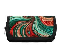 HETVBNS Astuccio con motivo a spirale psichedelica, extra large, astuccio a doppio strato con cerniera, borsa portatile per cosmetici per viaggi, organizer per cancelleria da ufficio per donne e