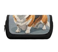 HETVBNS Astuccio con motivo Corgi, extra large, a doppio strato, con cerniera, borsa portatile per cosmetici, per viaggi, cancelleria da ufficio, per donne e uomini