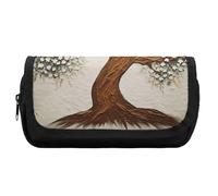 HETVBNS Astuccio con stampa albero extra large, astuccio a doppio strato con cerniera, borsa portatile per cosmetici da viaggio, organizer per cancelleria da ufficio per donne e uomini