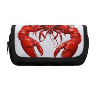 HETVBNS Astuccio con stampa aragosta rossa, extra large, astuccio a doppio strato con cerniera, borsa portatile per cosmetici, per viaggi, cancelleria da ufficio, per donne e uomini