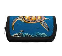 HETVBNS Astuccio con tartarughe marine e animali, extra large, astuccio a doppio strato con cerniera, borsa portatile per cosmetici per viaggi, organizer per cancelleria da ufficio per donne e uomini