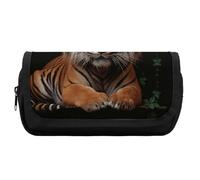 HETVBNS Astuccio con tigre e zampe, extra large, astuccio a doppio strato con cerniera, borsa portatile per cosmetici per viaggi, organizer per cancelleria da ufficio per donne e uomini