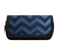 HETVBNS Astuccio in denim blu sfumato extra large, astuccio a doppio strato con cerniera, borsa portatile per cosmetici per viaggi, organizer per cancelleria da ufficio per donne e uomini