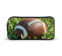 HETVBNS Astuccio marrone con motivo pallone da calcio, con cerniera, di grande capacità, organizer per matite, portatile, piccola borsa cosmetica per ufficio, viaggi