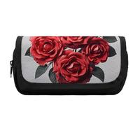 HETVBNS Astuccio per matite a grappolo con rose rosse, extra large, astuccio a doppio strato con cerniera, astuccio portatile per cosmetici, per viaggi, cancelleria da ufficio, per donne e uomini