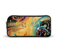 HETVBNS Astuccio per matite a tema musica astratta con cerniera di grande capacità, organizer per matite resistente, piccola borsa cosmetica portatile per ufficio, viaggi