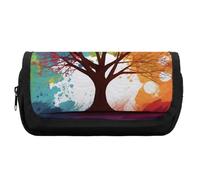 HETVBNS Astuccio per matite con albero colorato, extra large, astuccio a doppio strato con cerniera, borsa portatile per cosmetici per viaggi, organizer per cancelleria da ufficio per donne e uomini