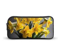 HETVBNS Astuccio per matite con bouquet di narcisi, grande capacità, con cerniera, organizer resistente, piccola borsa per cosmetici portatile per ufficio, viaggi