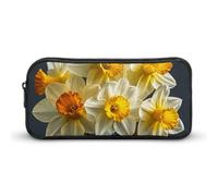 HETVBNS Astuccio per matite con bouquet di narcisi, grande capacità, con cerniera, organizer resistente, piccola borsa per cosmetici portatile per ufficio, viaggi