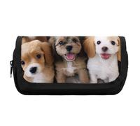 HETVBNS Astuccio per matite con cani carini, extra large, astuccio a doppio strato con cerniera, borsa portatile per cosmetici per viaggi, organizer per cancelleria da ufficio per donne e uomini