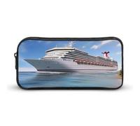 HETVBNS Astuccio per matite con cerniera e nave da crociera sul mare, organizer resistente, piccola borsa per cosmetici portatile per ufficio, viaggi