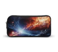 HETVBNS Astuccio per matite con cerniera, grande capacità, con motivo con stelle, organizer per matite resistente, piccola borsa per cosmetici portatile per ufficio, viaggi