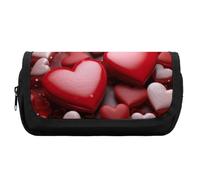 HETVBNS Astuccio per matite con cuori innamorati di San Valentino, extra large, astuccio a doppio strato con cerniera, borsa portatile per cosmetici per viaggi, organizer per cancelleria da ufficio