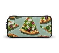 HETVBNS Astuccio per matite con fette di pizza verde, grande capacità, con cerniera, organizer resistente, piccola borsa per cosmetici portatile per ufficio, viaggi
