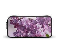 HETVBNS Astuccio per matite con fiori lilla, grande capacità, con cerniera, organizer per matite resistente, piccola borsa per cosmetici portatile per ufficio, viaggi