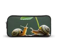 HETVBNS Astuccio per matite con fragola e lumaca di grande capacità, con cerniera, organizer resistente, piccola borsa per cosmetici portatile per ufficio, viaggi