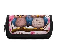 HETVBNS Astuccio per matite con gufi, extra large, a doppio strato, con cerniera, portatile, per viaggi, cancelleria da ufficio, per donne e uomini