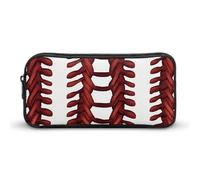 HETVBNS Astuccio per matite con lacci da baseball e softball, grande capacità, con cerniera, organizer per matite resistente, piccola borsa per cosmetici portatile per ufficio, viaggi