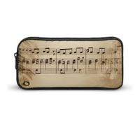 HETVBNS Astuccio per matite con note musicali su vecchia carta, grande capacità, con cerniera, organizer resistente, piccola borsa per cosmetici portatile per ufficio, viaggi