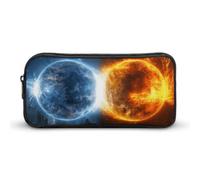 HETVBNS Astuccio per matite con pianeti del fuoco e dell'acqua, grande capacità, con cerniera, organizer resistente, piccola borsa per cosmetici portatile per ufficio, viaggi