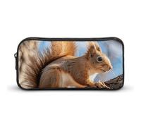 HETVBNS Astuccio per matite con scoiattolo su ramo, grande capacità, con cerniera, organizer resistente, piccola borsa per cosmetici portatile per ufficio, viaggi