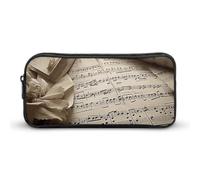 HETVBNS Astuccio per matite con spartiti musicali, grande capacità, con cerniera, organizer resistente, piccola borsa per cosmetici portatile per ufficio, viaggi
