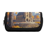 HETVBNS Astuccio per matite retrò turistico extra large, astuccio a doppio strato con cerniera, borsa portatile per cosmetici da viaggio, organizer per cancelleria da ufficio per donne e uomini