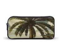 HETVBNS Astuccio per matite tropicale con palma, grande capacità, con cerniera, organizer resistente, piccola borsa per cosmetici portatile per ufficio, viaggi