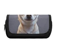 HETVBNS Astuccio per occhiali con cane chihuahua, extra large, astuccio a doppio strato con cerniera, astuccio portatile per cosmetici, per viaggi, cancelleria da ufficio, per donne e uomini