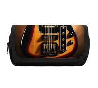 HETVBNS Astuccio per strumenti a forma di chitarra, extra large, a doppio strato, con cerniera, portatile, per viaggi, cancelleria da ufficio, per donne e uomini